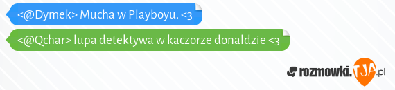 <@Dymek> Mucha w Playboyu. <3    <br><@Qchar> lupa detektywa w kaczorze donaldzie <3  <br>